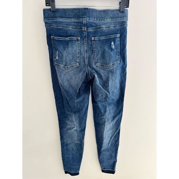 Spanx Distressed Raw Hem Skinny Legging Jegging Blue Ankle Jeans Women’s M - Picture 8 of 10